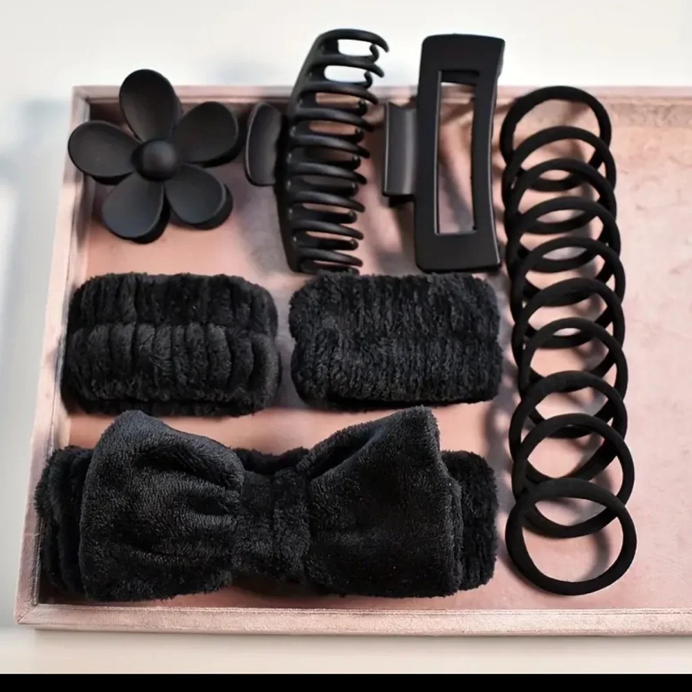 16 Pc Kit: Water Absorbent Wrist Towel, Hair Claws, Flower Clips,, Hair Ties etc - Picture 1 of 1